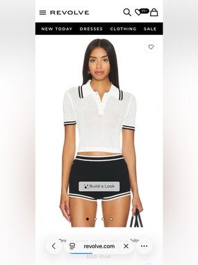 Lovers + Friends White Open-Knit Polo Crop Top